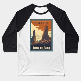 Torres del Paine, National park, Chile, Travel Poster Baseball T-Shirt